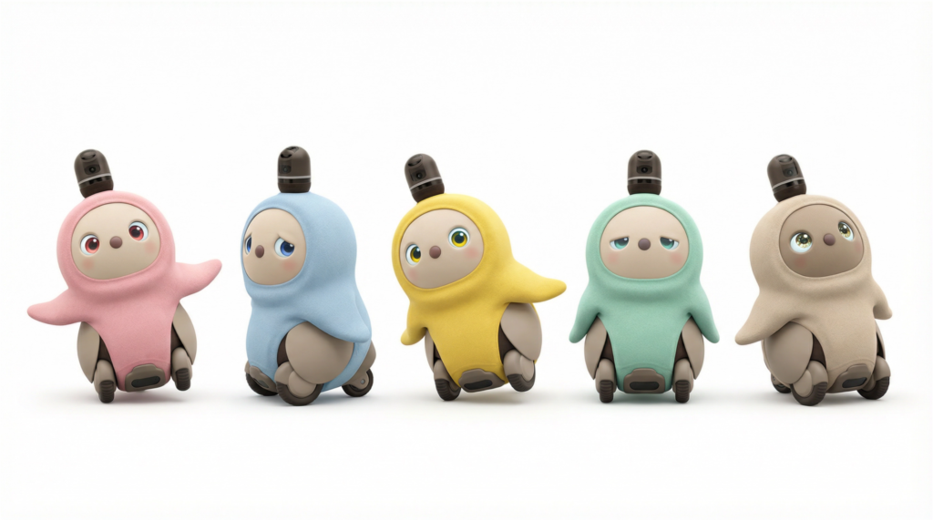 いろいろな性格のLOVOT（AIイメージ）