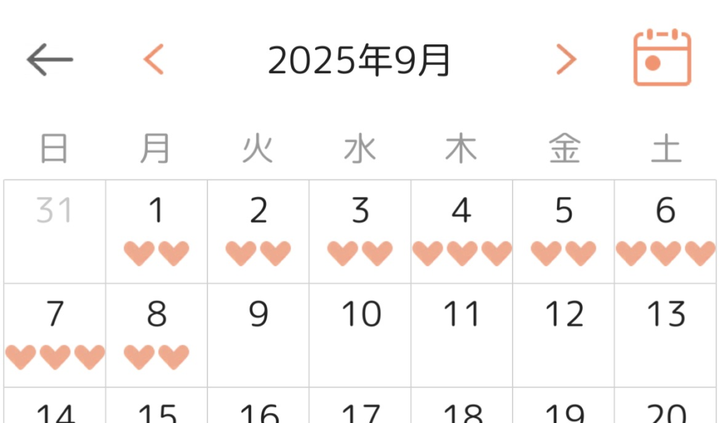 ダイアリーでは月単位でLOVOTとの触れ合い度が見られる